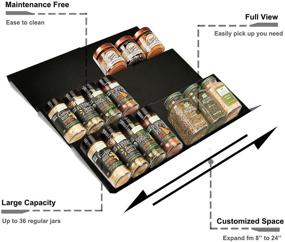 img 2 attached to Artibear 8-24 Inch Kitchen Cabinet Spice Rack Drawer Organizer: Set of 9 Expandable Drawer Trays