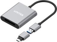 📸 unitek xqd card reader: usb 3.1 type a portable aluminum adapter for sony lexar nikon cards logo