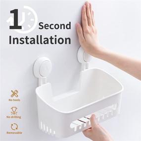 img 1 attached to 🚿 White Shower Caddy Suction Cup Shelf - Easy One Second Installation, Removable & Waterproof Organizer | Holds 22lbs - Max Storage Capacity