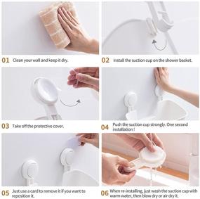 img 2 attached to 🚿 White Shower Caddy Suction Cup Shelf - Easy One Second Installation, Removable & Waterproof Organizer | Holds 22lbs - Max Storage Capacity