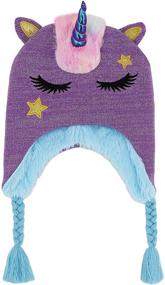 img 2 attached to 🦄 Sparkling Unicorn Earflap Beanie: Magical Glitter Knitted Girls' Accessory!