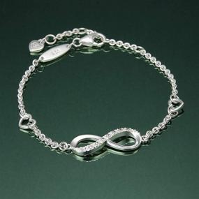 img 1 attached to 💎 ELEGANZIA Sterling Silver Infinity Bracelet for Women and Girls with Cubic Zirconia, Adjustable Love Heart Charm Bracelet - Elegant Jewelry
