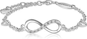 img 4 attached to 💎 ELEGANZIA Sterling Silver Infinity Bracelet for Women and Girls with Cubic Zirconia, Adjustable Love Heart Charm Bracelet - Elegant Jewelry