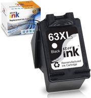 🖨️ high-quality st@r ink remanufactured cartridge for hp 63 xl black: compatible with deskjet, envy, and officejet printer models - 1 pack logo