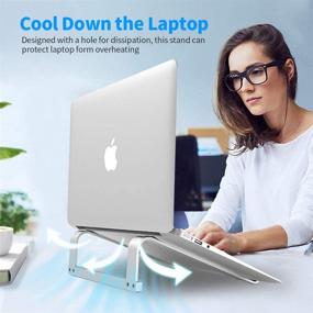 img 2 attached to 💻 Laptop Stand for Desk – Stable MacBook Pro Stand – Ergonomic Aluminum Computer Riser for 12-16.2 inch MacBooks – Cooling Stand for Mac, HP, Dell, PC Notebooks and More