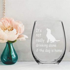 img 2 attached to Dog Lover's Stemless Wine Glass: Not Alone with Fido Funny Wine Cup Gift - 15 oz