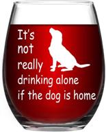 dog lover's stemless wine glass: not alone with fido funny wine cup gift - 15 oz logo