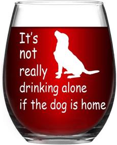 img 4 attached to Dog Lover's Stemless Wine Glass: Not Alone with Fido Funny Wine Cup Gift - 15 oz