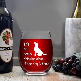 img 1 attached to Dog Lover's Stemless Wine Glass: Not Alone with Fido Funny Wine Cup Gift - 15 oz