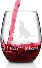 img 3 attached to Dog Lover's Stemless Wine Glass: Not Alone with Fido Funny Wine Cup Gift - 15 oz