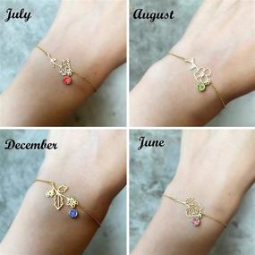 img 2 attached to 🌼 Nupdot Birth Flower Bracelets: 14K Gold Plated Birthstone Charm Jewelry for Women & Girls - Unique Wildflower Gift for Birth Month Celebrations