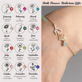 img 3 attached to 🌼 Nupdot Birth Flower Bracelets: 14K Gold Plated Birthstone Charm Jewelry for Women & Girls - Unique Wildflower Gift for Birth Month Celebrations