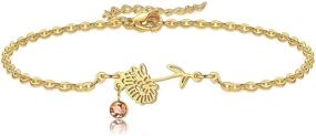 img 4 attached to 🌼 Nupdot Birth Flower Bracelets: 14K Gold Plated Birthstone Charm Jewelry for Women & Girls - Unique Wildflower Gift for Birth Month Celebrations