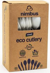 img 4 attached to 🌱 Nimbus Sustainable Cutlery, Eco-Friendly Forks, Knives & Spoons, Biodegradable & Disposable Utensils, Reusable & Dishwasher Safe, Made from Sugarcane, Pack of 60