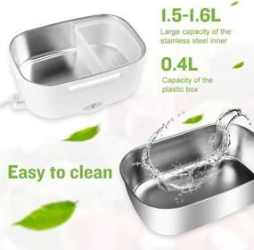 img 1 attached to 🍱 Portable 110V & 12V 40W Electric Lunch Box - Stainless Steel Food Warmer with Removable Interior and 2 in 1 Fork Spoon Set - Suitable for Car and Home Use - Food Grade Material Heater