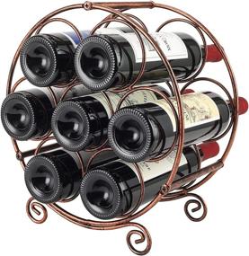 img 2 attached to 🍷 Vintage Brown Metal Wine Rack Tabletop Storage Stand - Holds 7 Bottles