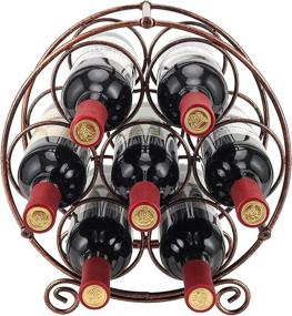 img 3 attached to 🍷 Vintage Brown Metal Wine Rack Tabletop Storage Stand - Holds 7 Bottles