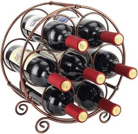 img 4 attached to 🍷 Vintage Brown Metal Wine Rack Tabletop Storage Stand - Holds 7 Bottles