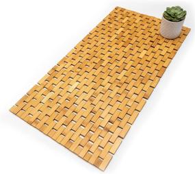 img 3 attached to 🛁 Upgraded Bamboo Bath Mat with Enhanced Silicone Grip Pads - XXL Size, 34X18 Inch - Bamboo Shower Mat