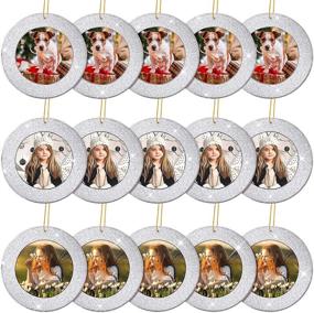 img 4 attached to 🎄 Set of 15 Mini Magnetic Glitter Christmas Photo Frame Ornaments with 13.12 Feet Gold Thread for Holiday Picture Frame Tree Decoration - Silver