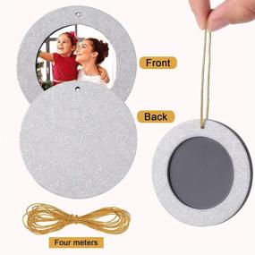 img 2 attached to 🎄 Set of 15 Mini Magnetic Glitter Christmas Photo Frame Ornaments with 13.12 Feet Gold Thread for Holiday Picture Frame Tree Decoration - Silver