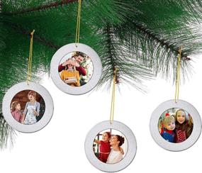 img 3 attached to 🎄 Set of 15 Mini Magnetic Glitter Christmas Photo Frame Ornaments with 13.12 Feet Gold Thread for Holiday Picture Frame Tree Decoration - Silver