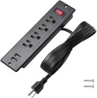 💡 hdctek mountable power strip: recessed 4 outlet with usb for pc home appliances - etl listed (black) logo