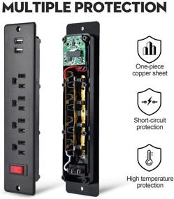 img 2 attached to 💡 HdcTek Mountable Power Strip: Recessed 4 Outlet with USB for PC Home Appliances - ETL Listed (Black)