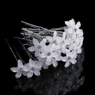 💐 set of 12 white flower rhinestone hair pins - bridal wedding women hair accessories logo