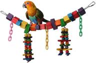 🐦 sb449 rainbow bridge jr. chewable wooden bird toy with colorful blocks and beads, medium size, 18” x 3” x 7” by super bird creations логотип