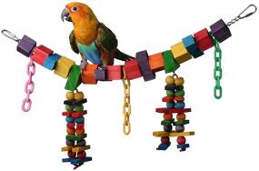 img 4 attached to 🐦 SB449 Rainbow Bridge Jr. Chewable Wooden Bird Toy with Colorful Blocks and Beads, Medium Size, 18” x 3” x 7” by Super Bird Creations