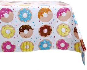 img 2 attached to 🍩 MeiMeiDa 3 Pack Donut Party Table Covers: Vibrant Plastic Tablecloths for Memorable Donut-Themed Events and Baby Showers