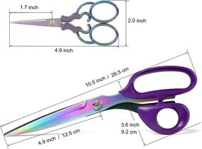 img 3 attached to 🔪 Premium Fabric Scissors: Professional Sewing Shears with Titanium Coating, Ultra Sharp Blade – Purple Craft Scissor for Home, Office, School (2 Pack)