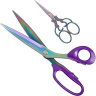 🔪 premium fabric scissors: professional sewing shears with titanium coating, ultra sharp blade – purple craft scissor for home, office, school (2 pack) logo