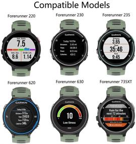 img 2 attached to 🌿 ISABAKE Compatible Forerunner 735XT Band: Army Green Silicone Sport Watch Strap for Forerunner 220 230 235 620 630 Approach S20 S5 S6