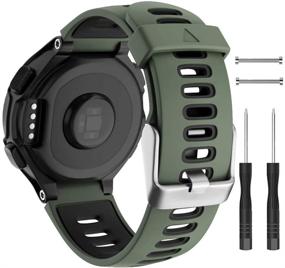 img 4 attached to 🌿 ISABAKE Compatible Forerunner 735XT Band: Army Green Silicone Sport Watch Strap for Forerunner 220 230 235 620 630 Approach S20 S5 S6
