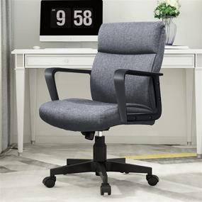 img 4 attached to Gray Fabric Executive Office Chair with Layered Body Pillows, Ergonomic Design, Contoured Lumbar Support, Heavy Duty Computer Chair