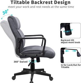 img 2 attached to Gray Fabric Executive Office Chair with Layered Body Pillows, Ergonomic Design, Contoured Lumbar Support, Heavy Duty Computer Chair