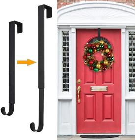 img 4 attached to 🎄 Adjustable Wreath Hanger for Front Door - Extendable from 14.9-25", 20 lbs Capacity - Perfect for Christmas Wreath Decorations, Black