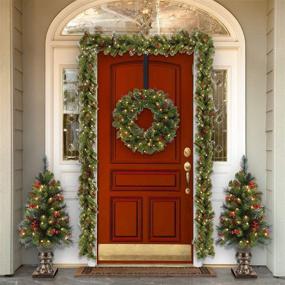img 3 attached to 🎄 Adjustable Wreath Hanger for Front Door - Extendable from 14.9-25", 20 lbs Capacity - Perfect for Christmas Wreath Decorations, Black
