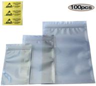 🛡️ daarcin anti static bags - esd bags, pack of 100 mixed sizes antistatic resealable bags for 3.5 hard drives, 2.5 solid state drives with labels - esd shielding bags for various electronic devices. logo