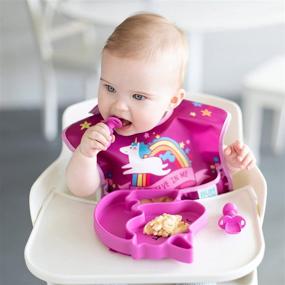 img 3 attached to 🍴 Bumkins Silicone Chewtensils - Baby Fork and Spoon Set for Stage 1 Baby Led Weaning (6 Months+) in Fuchsia