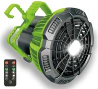 🏕️ green camping fan with led light, extended 25-hour battery life, remote controllable tent fans for camping, rechargeable & powerful usb portable fan for camping, picnics & home use logo