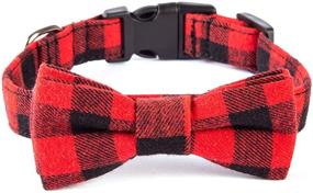 img 4 attached to Pettidol Dog Collar with Bow Tie - Adjustable Metal 🐶 Buckle Collars for Small, Medium, Large Dogs and Cats (Size: L)