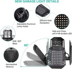 img 2 attached to 💡 2 Pack LED Garage Lights, 80W Adjustable LED Garage Ceiling Lights with 4 Panels, 8000LM E26 LED Shop Lights for Garage, Basement, Barn, High Bay Light (Black, 2PACK)