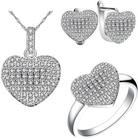 img 4 attached to Uloveido Zirconia Necklace Earrings Solitaire