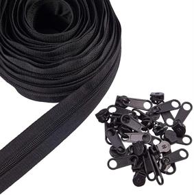 img 1 attached to BENECREAT 11 Yards #5 Black Plastic Zipper with 20PCS Ring Sliders and Zippers Replacement Kit for DIY Sewing, Tailoring, Crafts, Bags, Tents - 1.2 inches