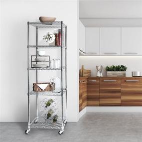 img 3 attached to 📦 Seville Classics UltraDurable Commercial-Grade 5-Tier NSF-Certified Steel Wire Shelving with Wheels, 24 Inch Width x 18 Inch Depth - Chrome