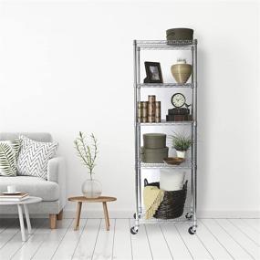 img 2 attached to 📦 Seville Classics UltraDurable Commercial-Grade 5-Tier NSF-Certified Steel Wire Shelving with Wheels, 24 Inch Width x 18 Inch Depth - Chrome