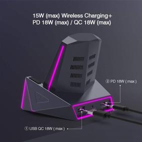 img 1 attached to RGBTRON 33W Беспроводная зарядка - 15W Qi Беспроводная зарядка + 18W PD/QC, 9 режимов RGB подсветки, поддерживает одновременную зарядку 3 устройств, совместима со всеми смартфонами, поддерживающими Qi.